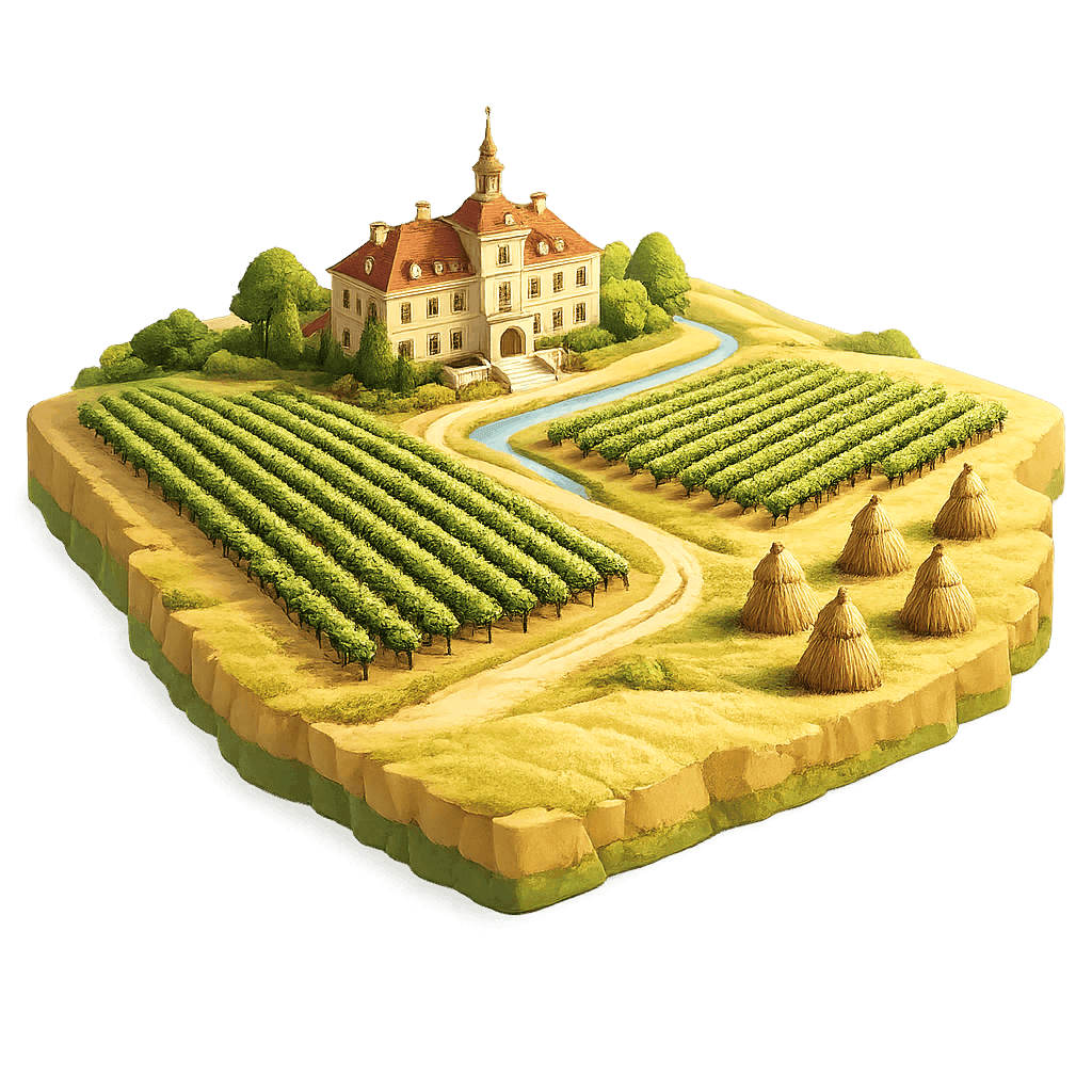 Artistic illustration of the Banat wine region.