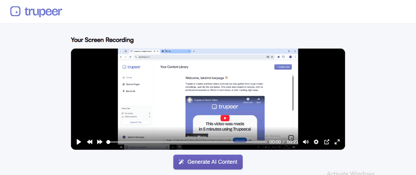 Click Generate AI content and let Trupeer AI handle the rest&nbsp;