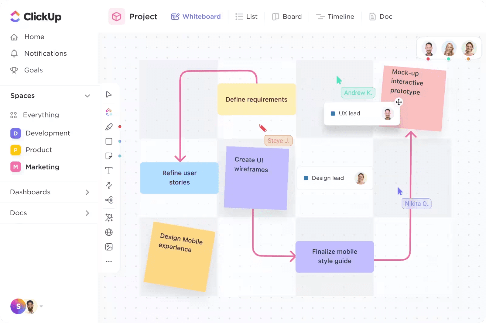 Customizable project management in ClickUp