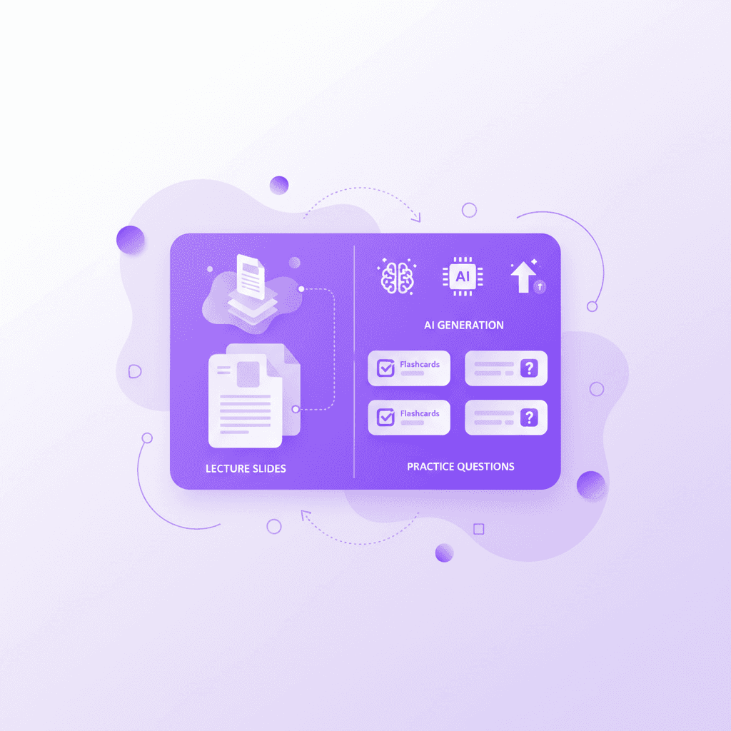 Penseum dashboard generating instant study materials from uploaded notes