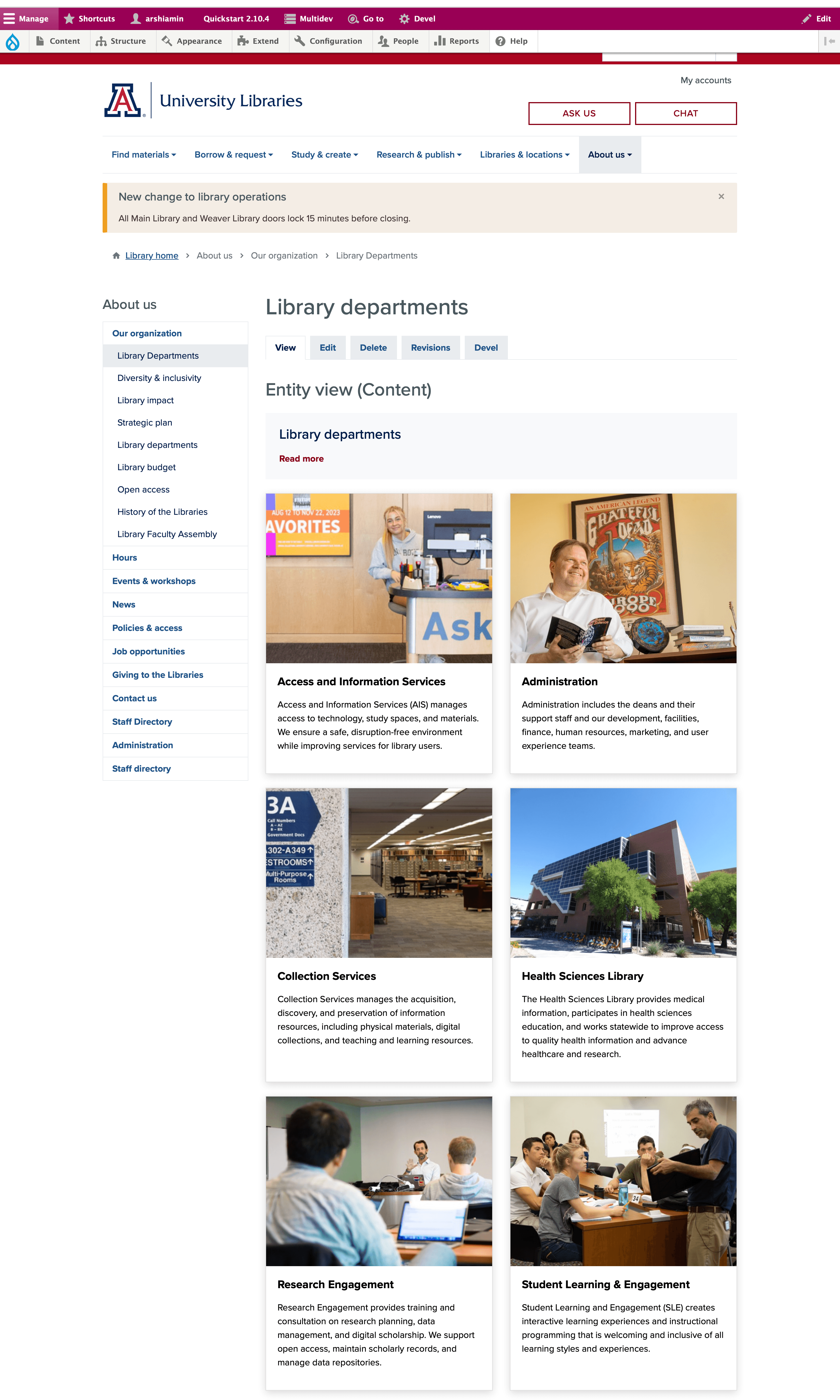 Library dept in CMS