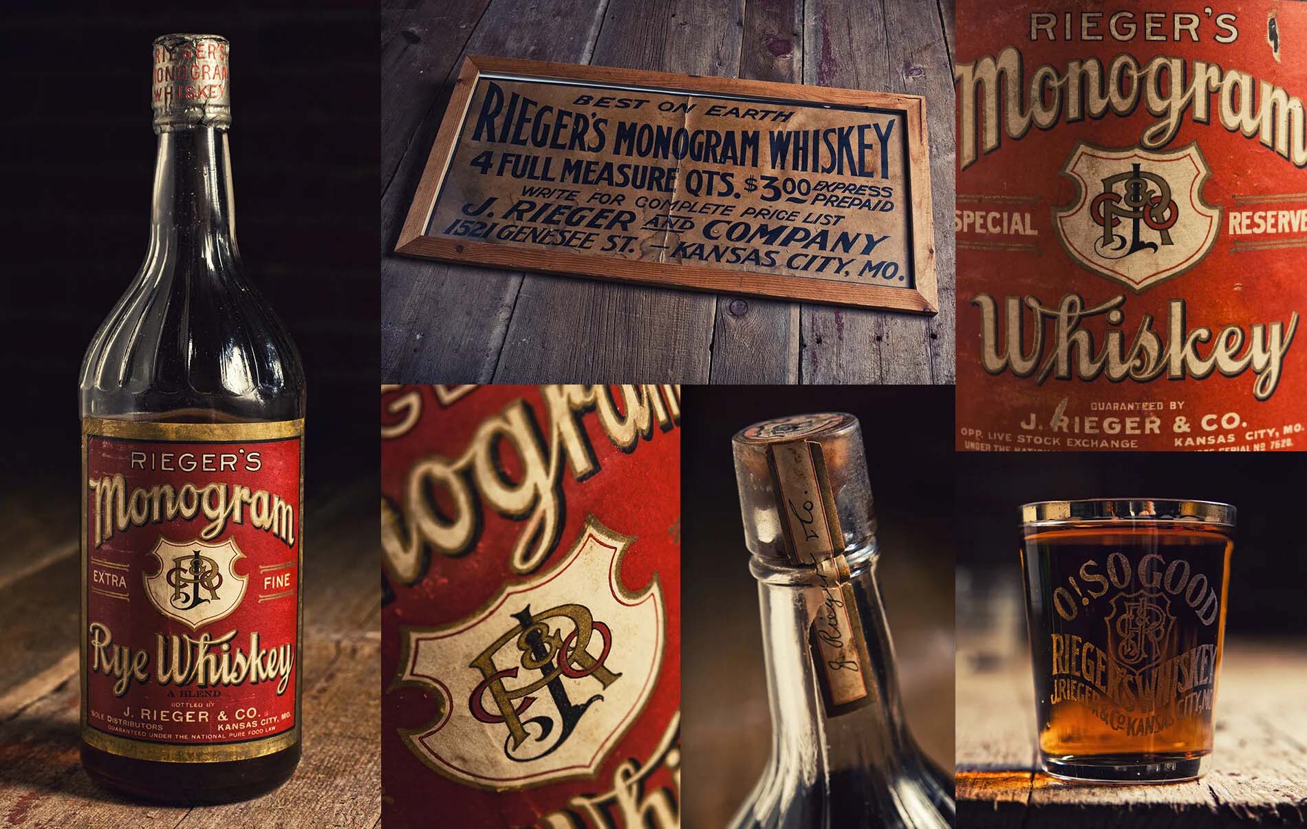 J. Reiger and Co original bottle and signage artwork.