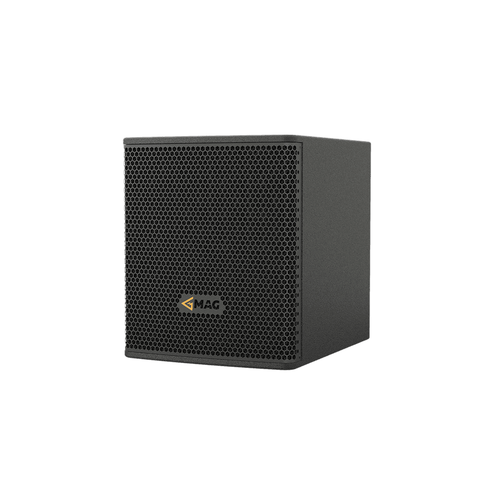 MAG speaker with hexagonal grill and logo