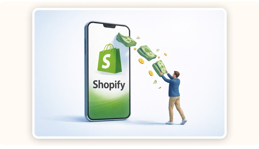 Shopify logo with money