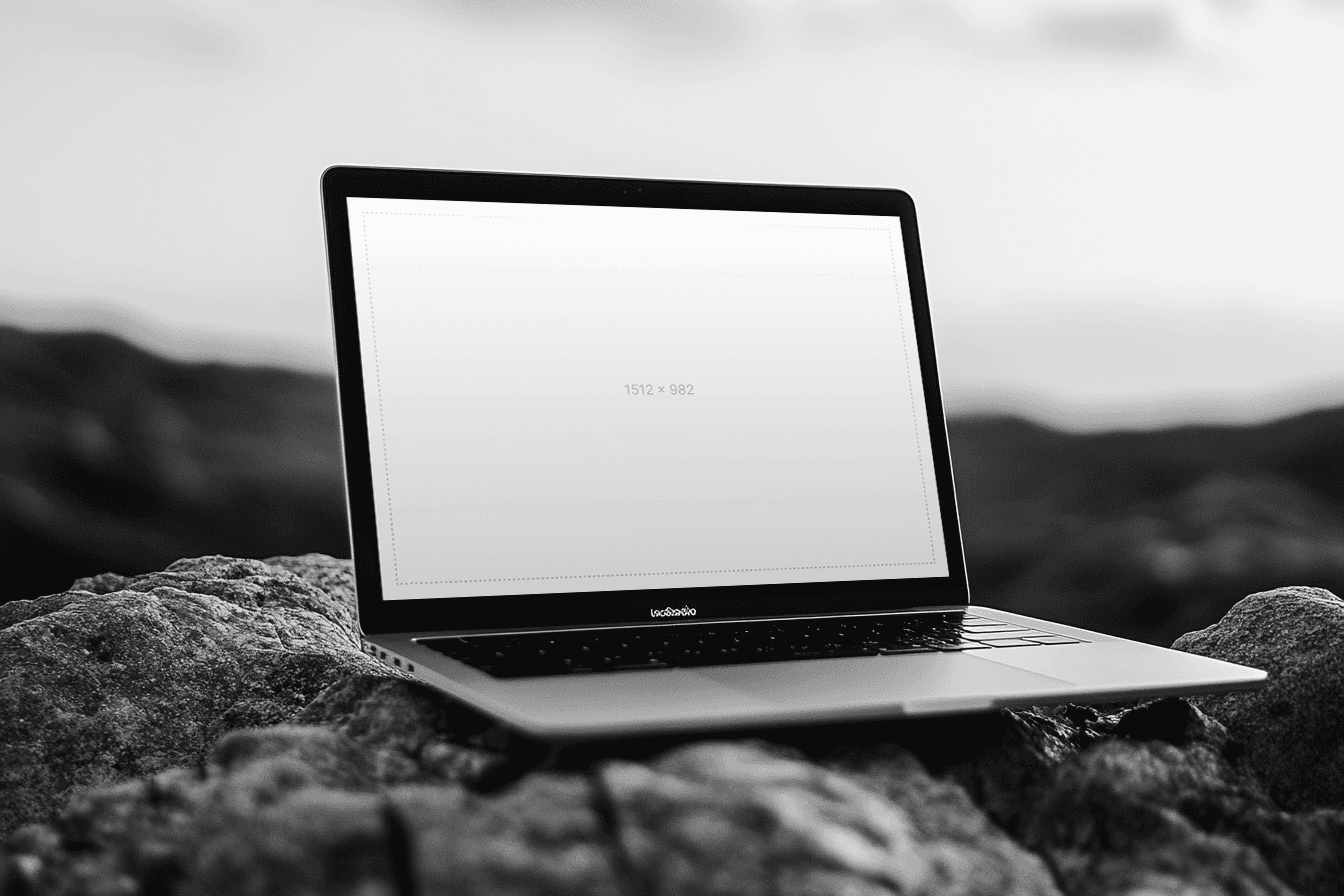 grey-macbook-on-rocks