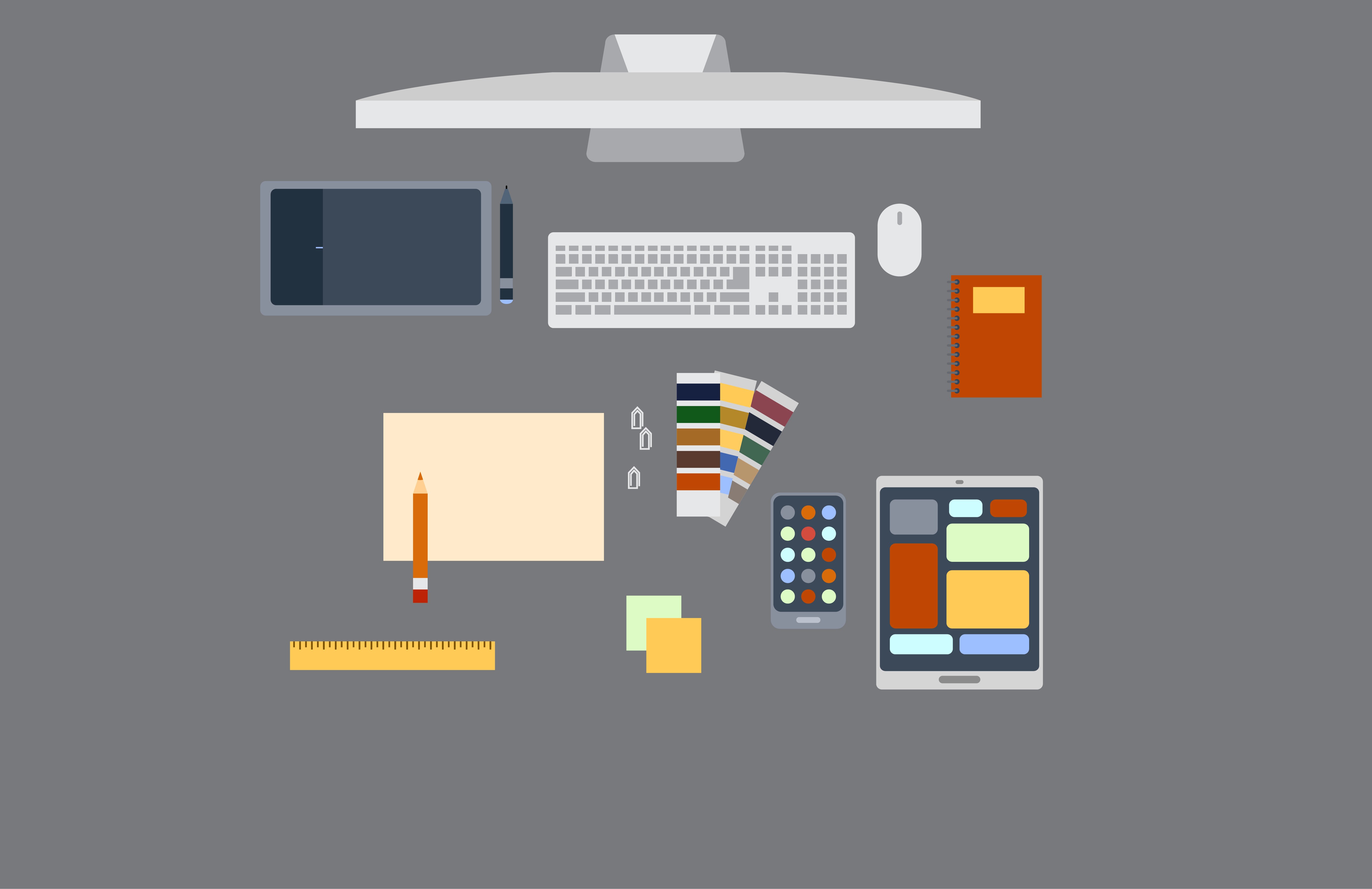 Visual identity design workspace.