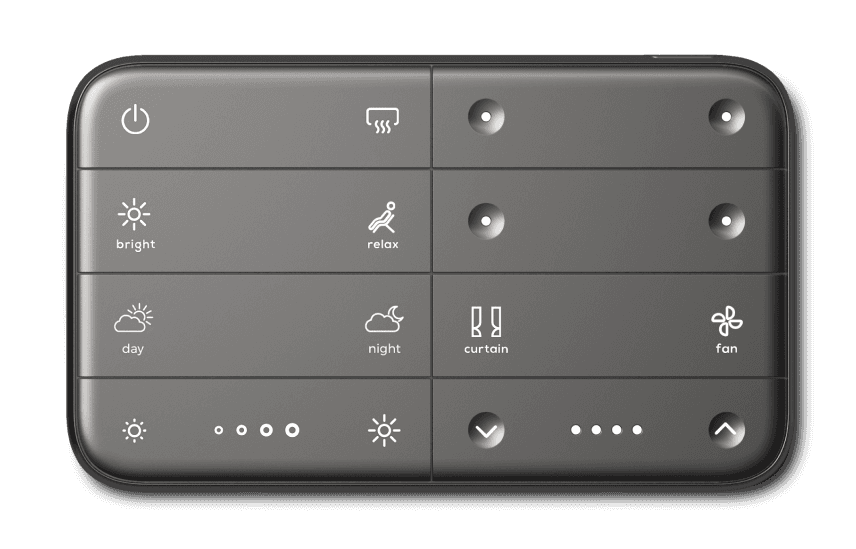 Dark Smart Console with scene and room controls