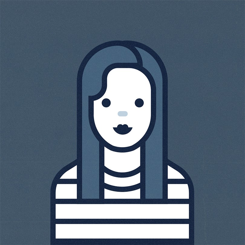 Illustration of a young woman in a striped top