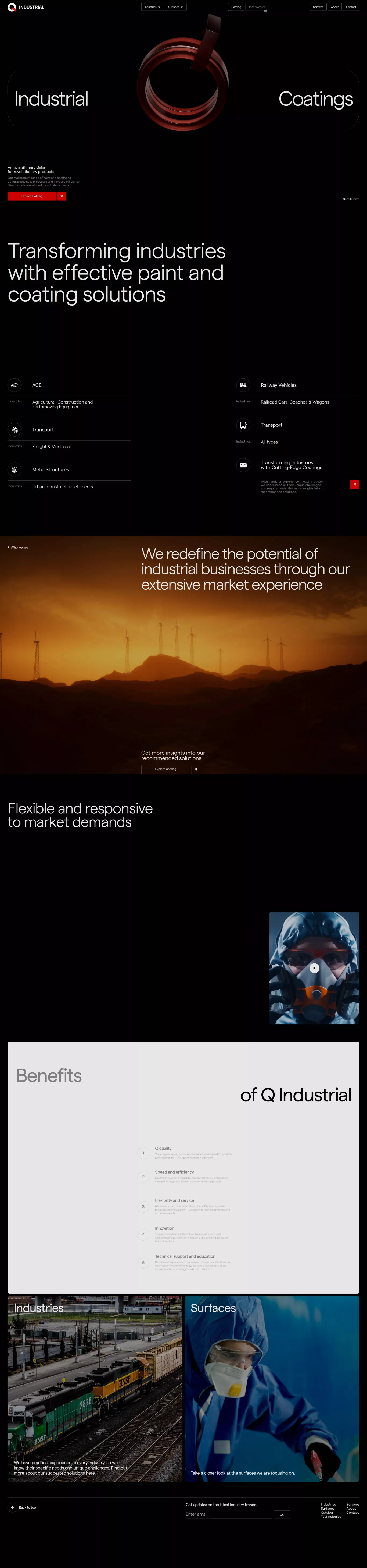 Q-Industrial landing page website screenshot
