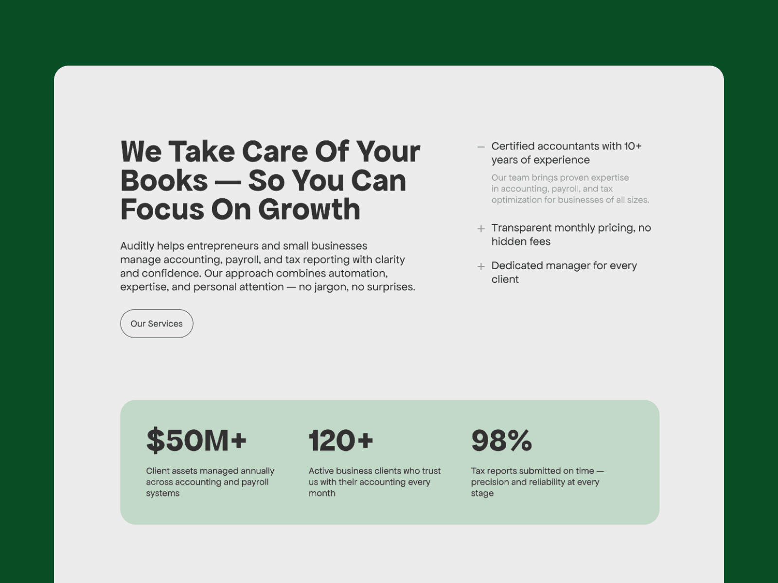 Auditly — Accounting & Tax Framer Template