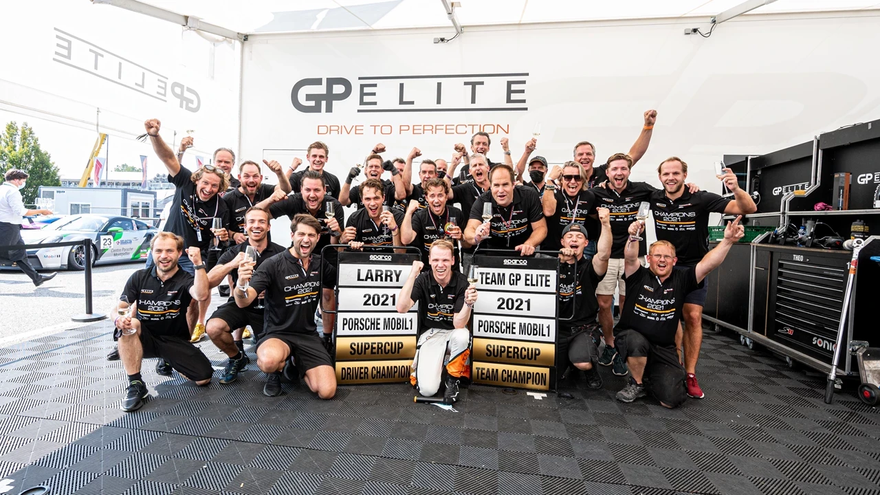 GP-Elite racing team celebrating a victory
