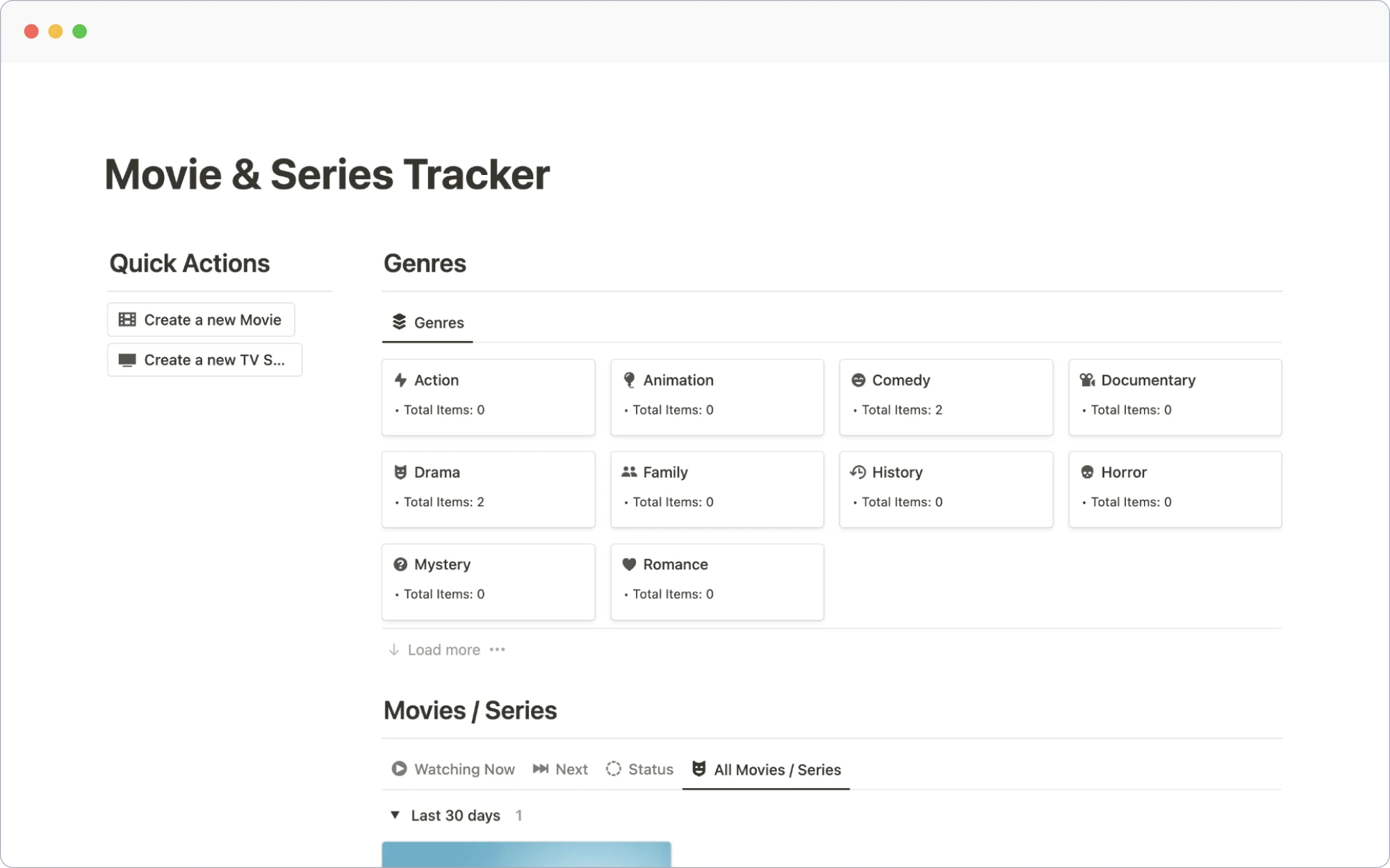 Free Movie & Series Tracker Notion Template