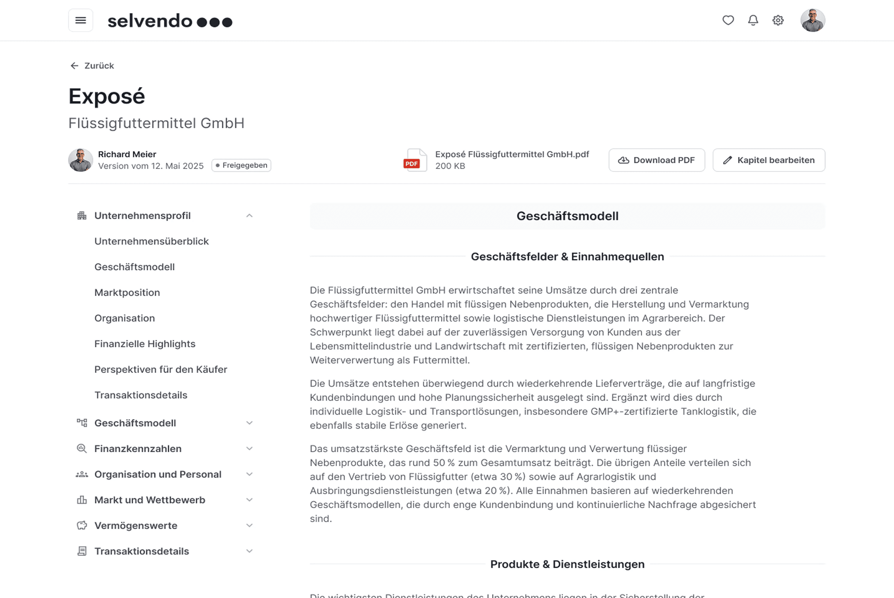 Darstellung des Exposé auf der Selvendo Plattform