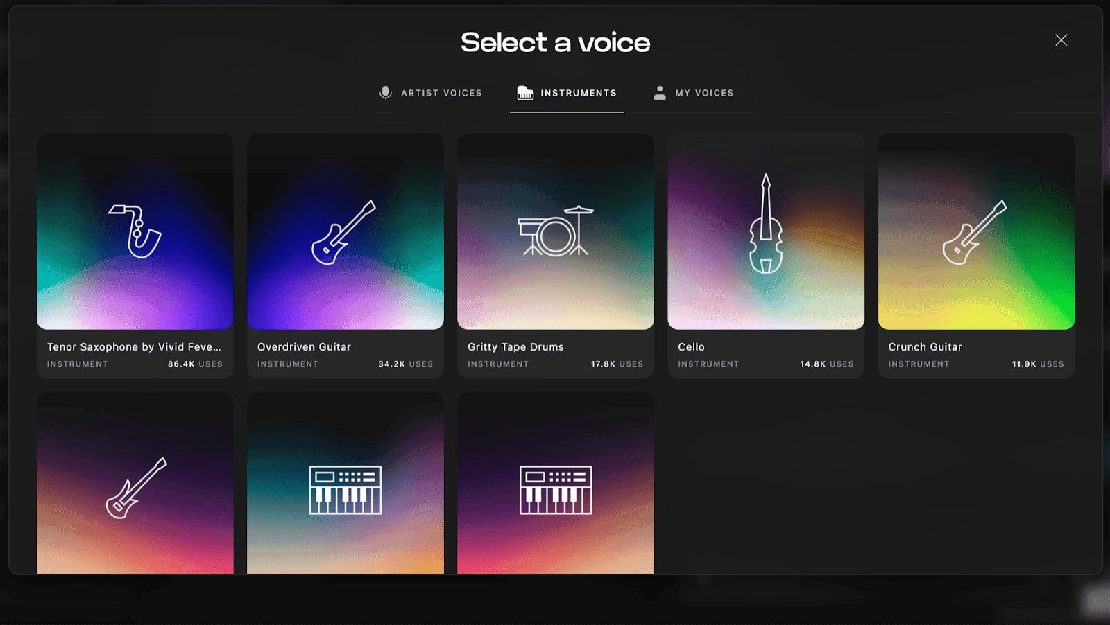 voice to instrument model page