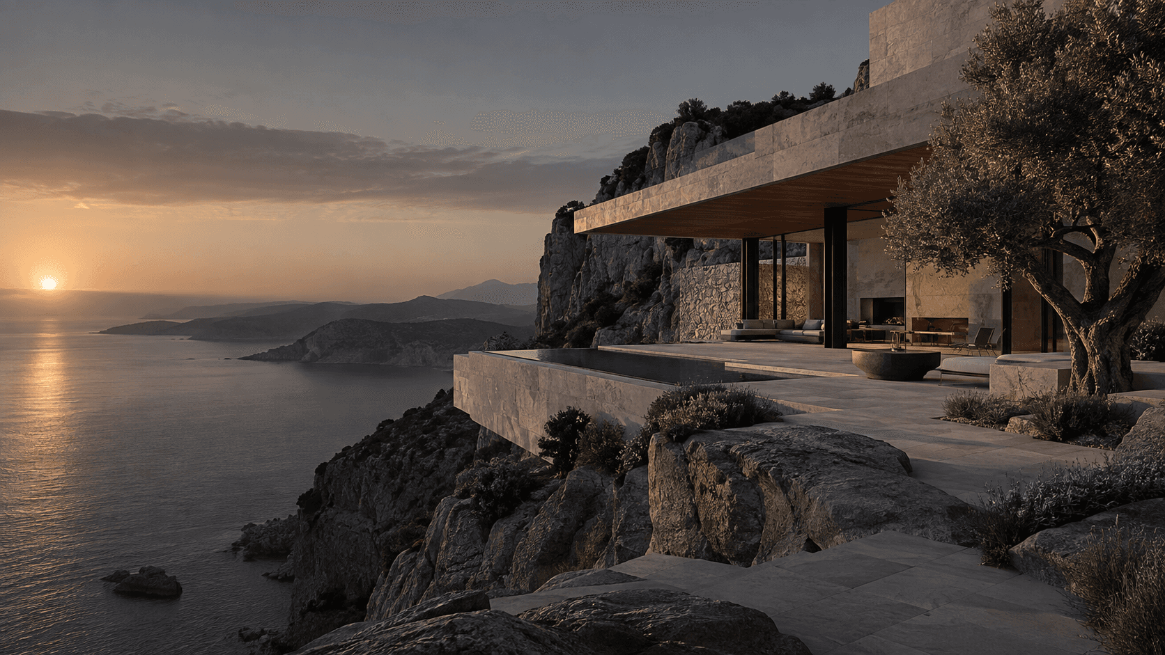 complete stage of coastal villa construction