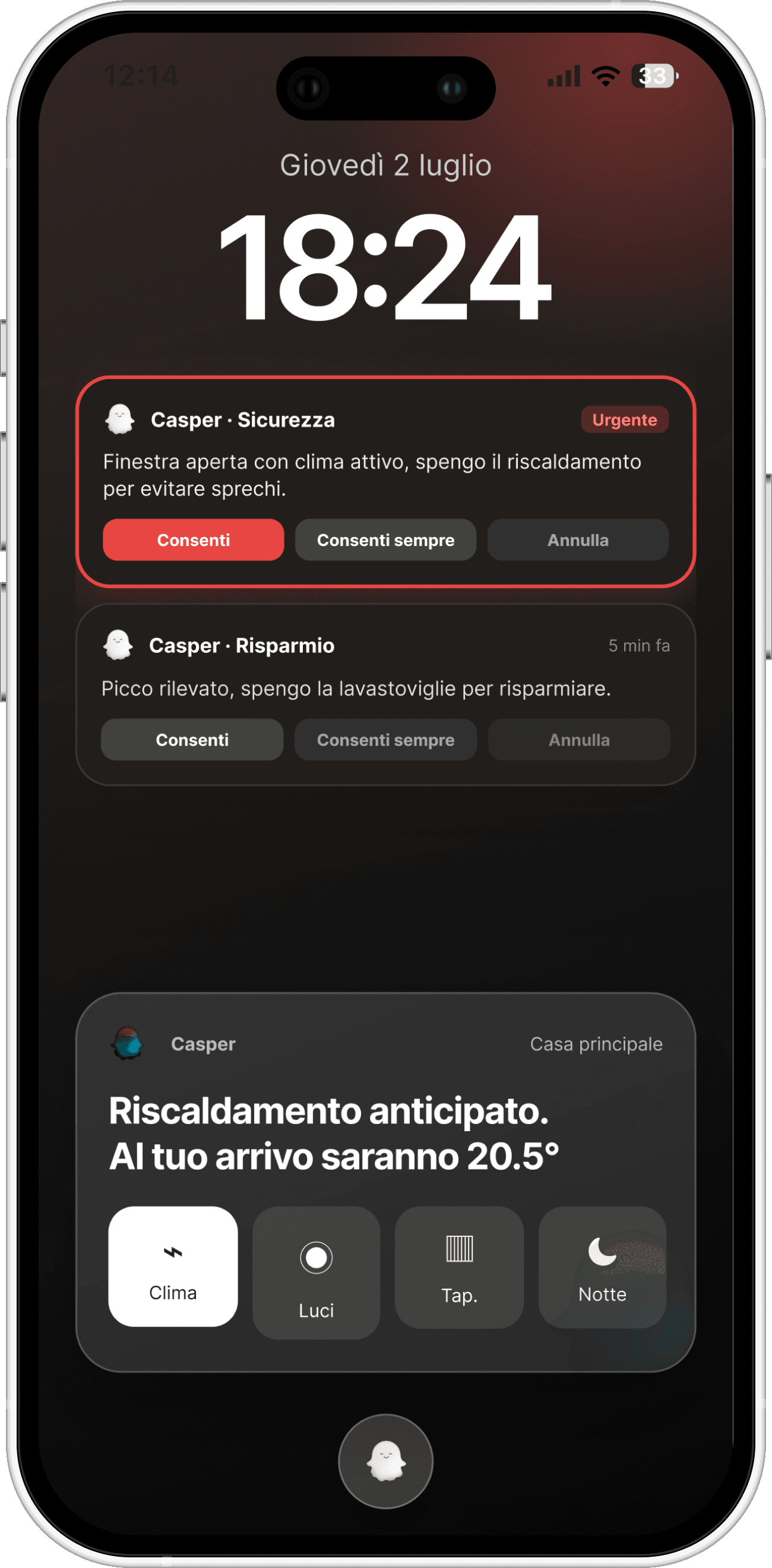 Casper — Widget dinamici