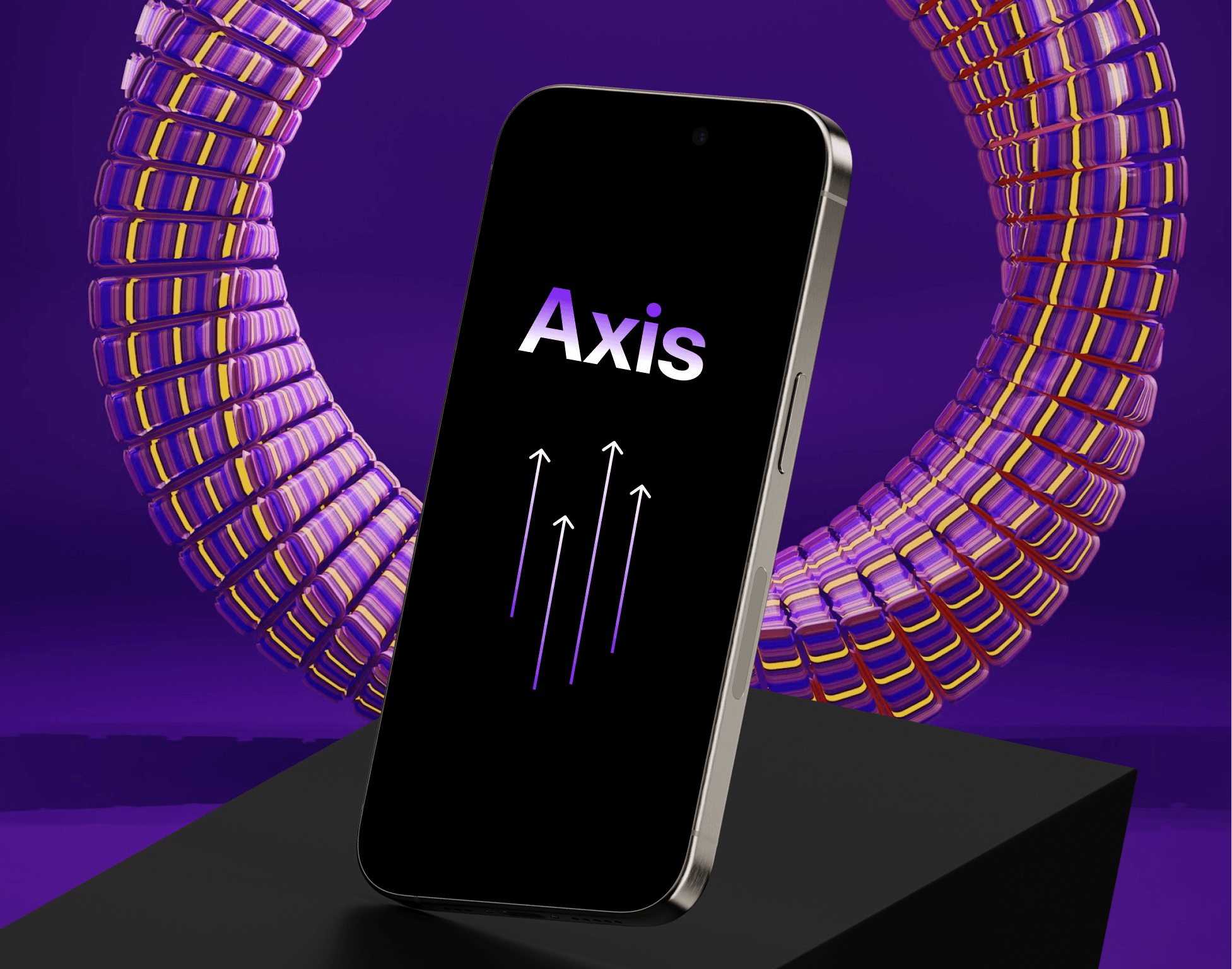 Smart treding app mokcup with abstract 3D shape background