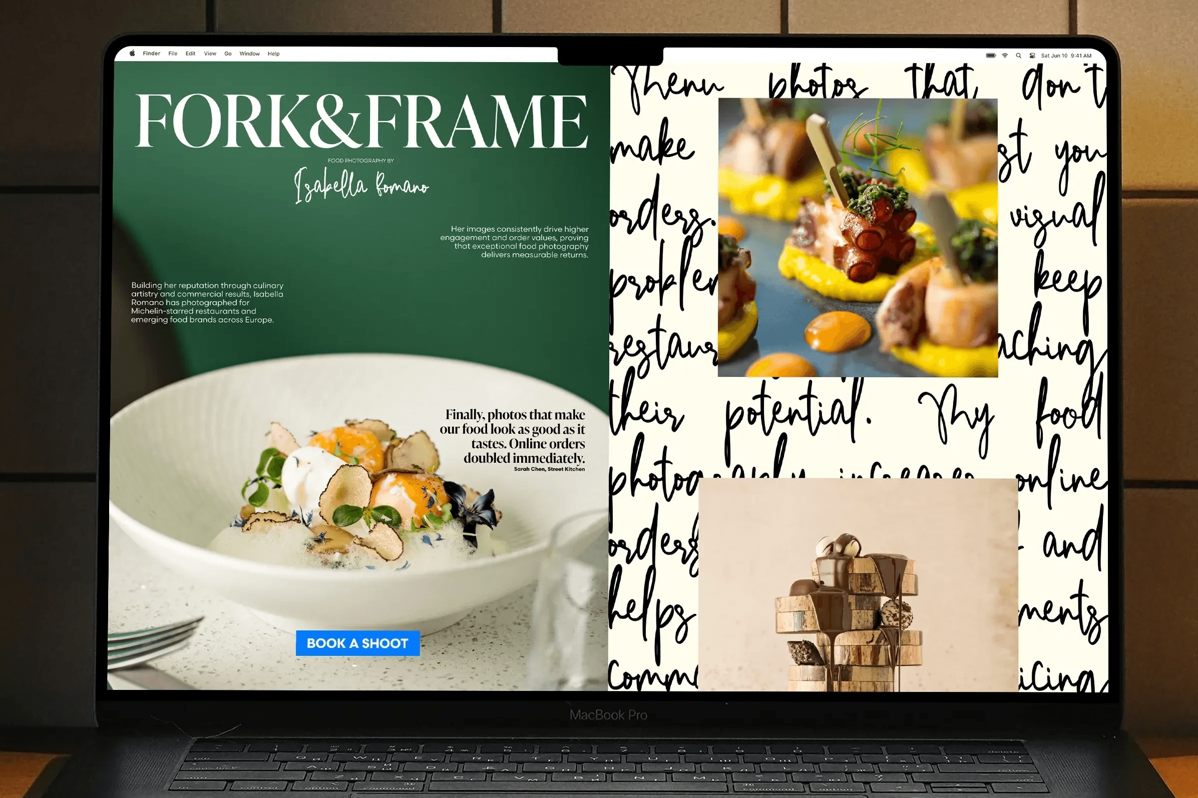 fork and frame food photographer website design