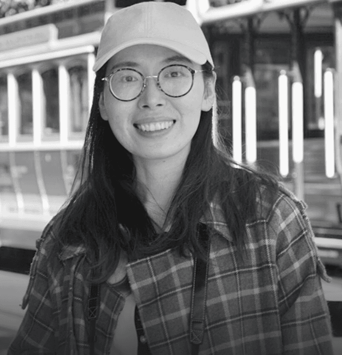 Lady smiling towards camera