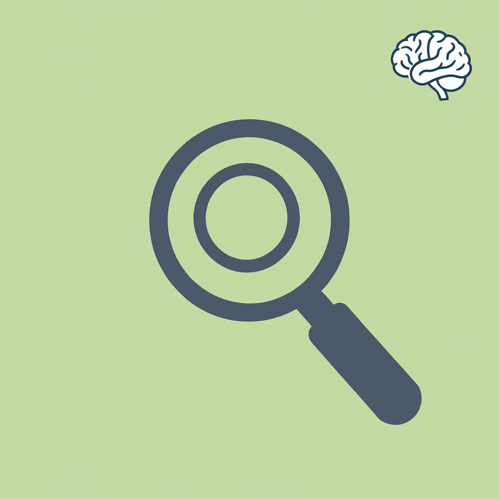 Magnifying glass icon highlighting the critical step of identifying important concepts from information