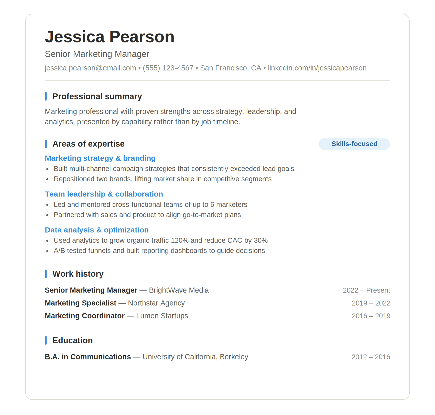 functional resume template example