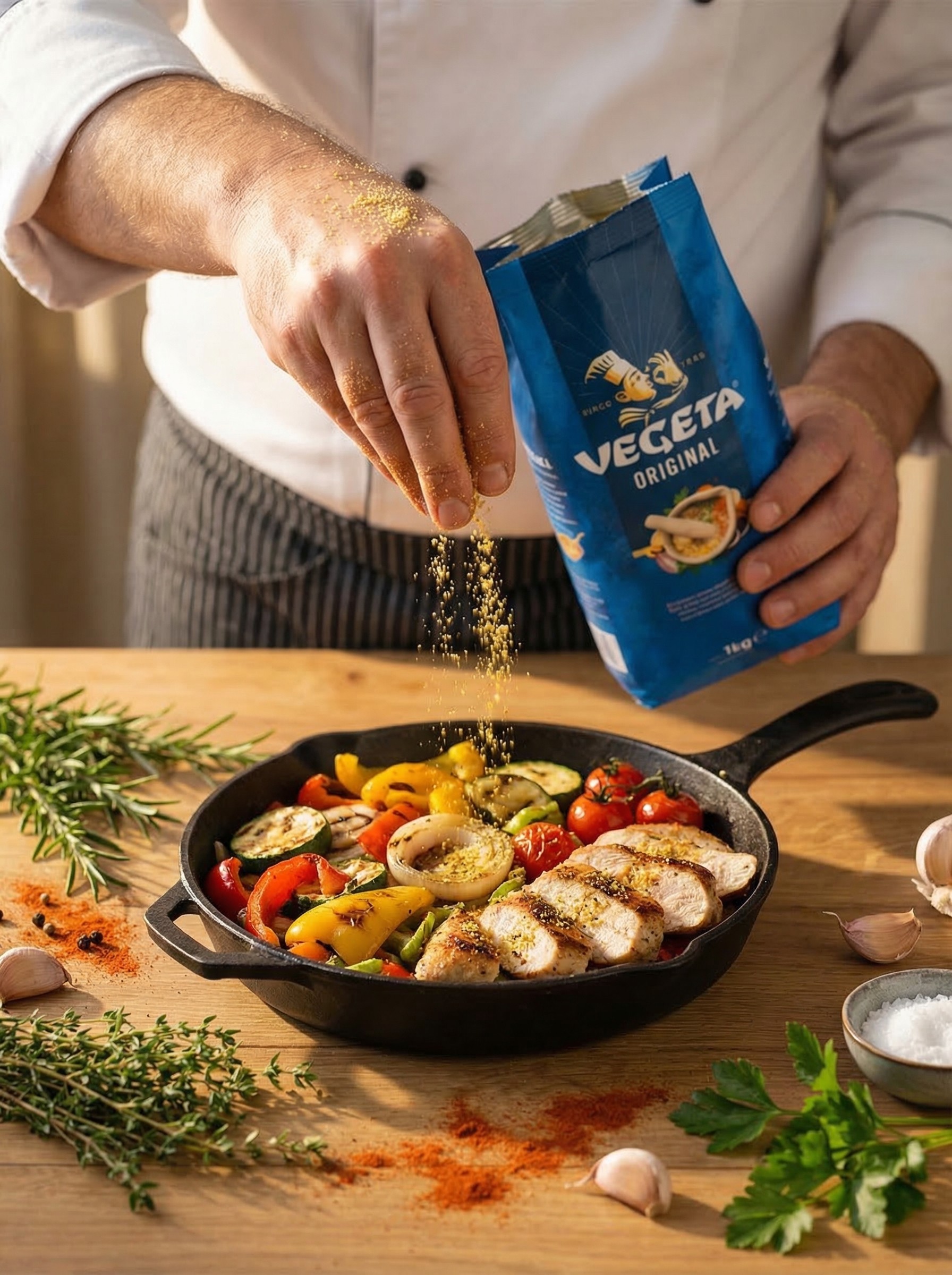 Bereiding van mediterrane gerechten met kruidenproducten voor horeca en retail