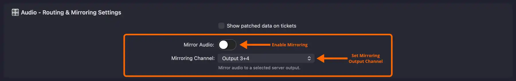 Setup audio mirroring in client settings