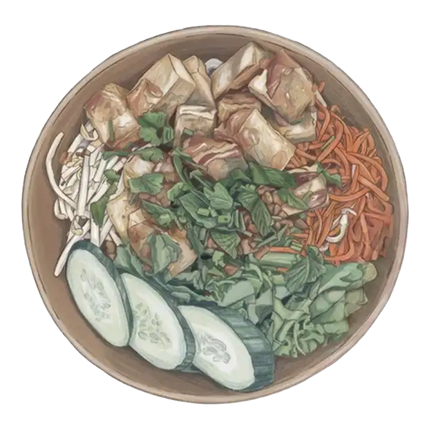 Pho Street Eats illustration of a tofu rice bowl