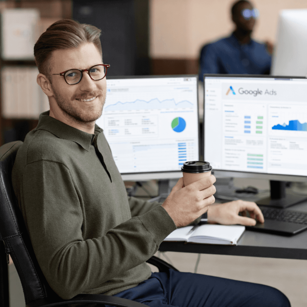 Formulaik Performance marketer reviewing Google Ads data to optimise campaign spend and improve conversion rates