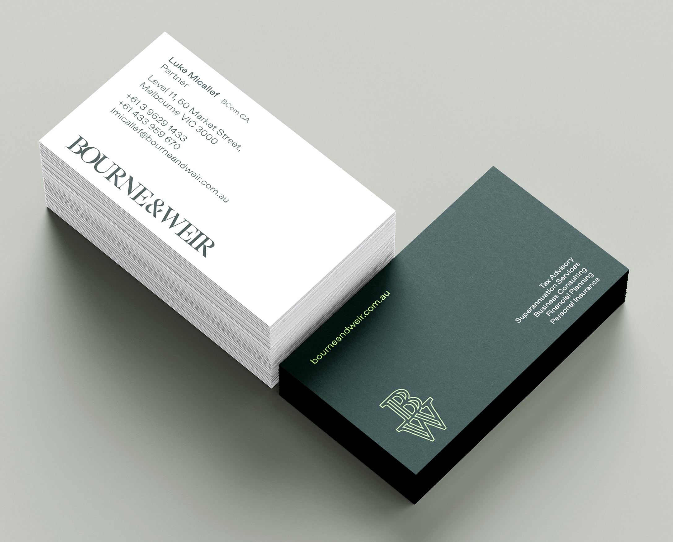 Business cards front and back