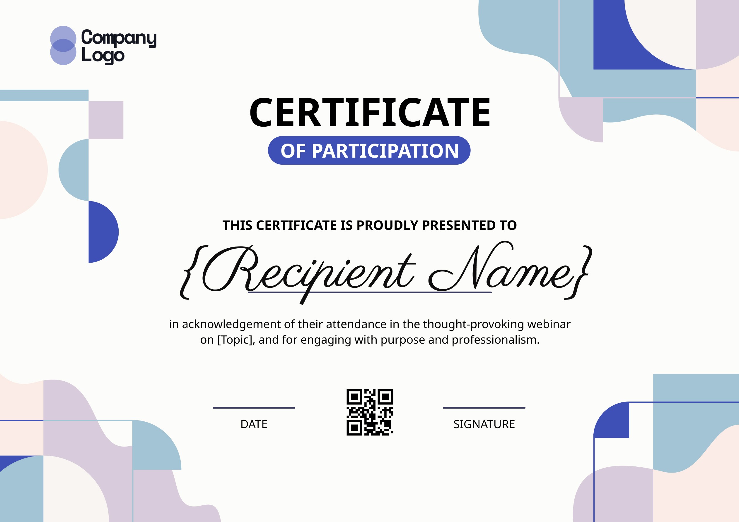 Wauld - Pastel themed bright webinar certificate template