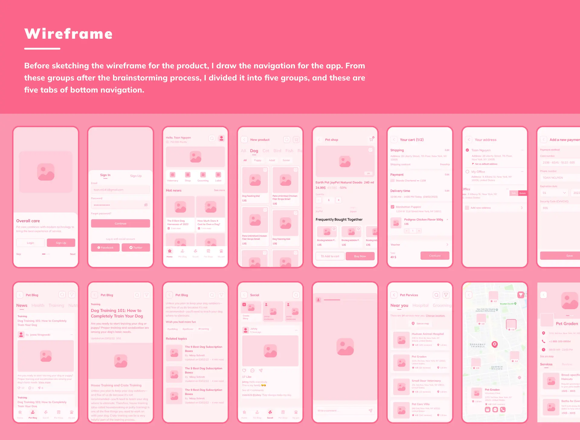 Wireframe UX UI Case Study Hapi Pet - Nguyen Tan Toan Product Design