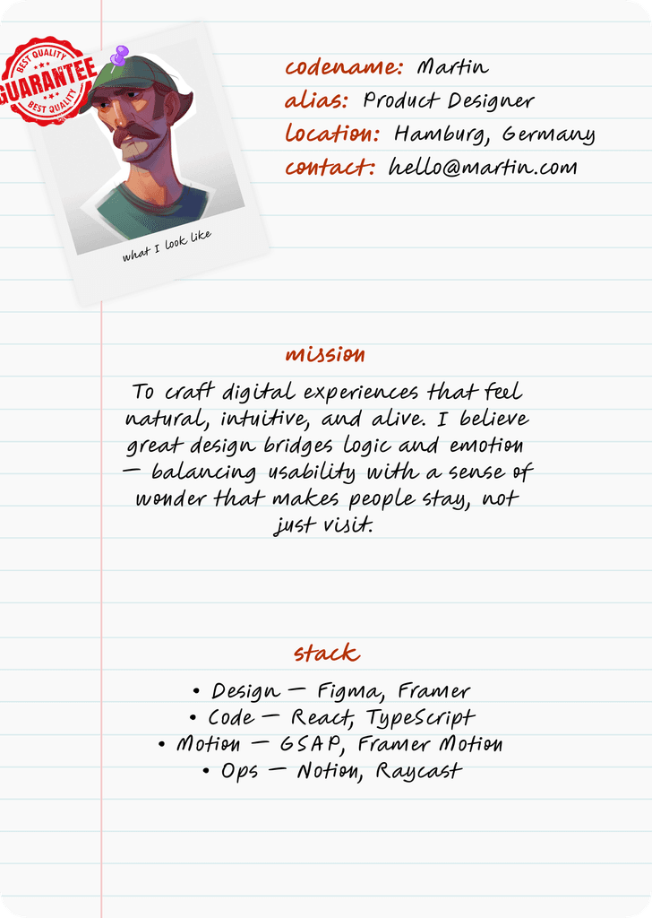 profile card image of a person featuring their details