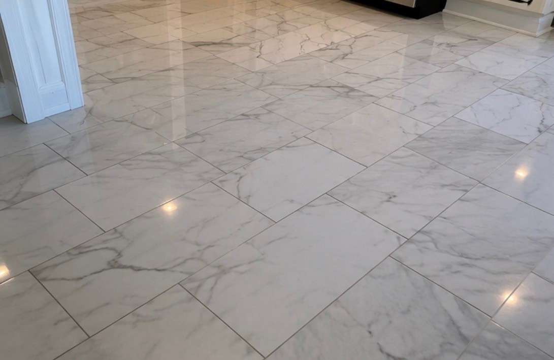 Tile installation and patterned floor