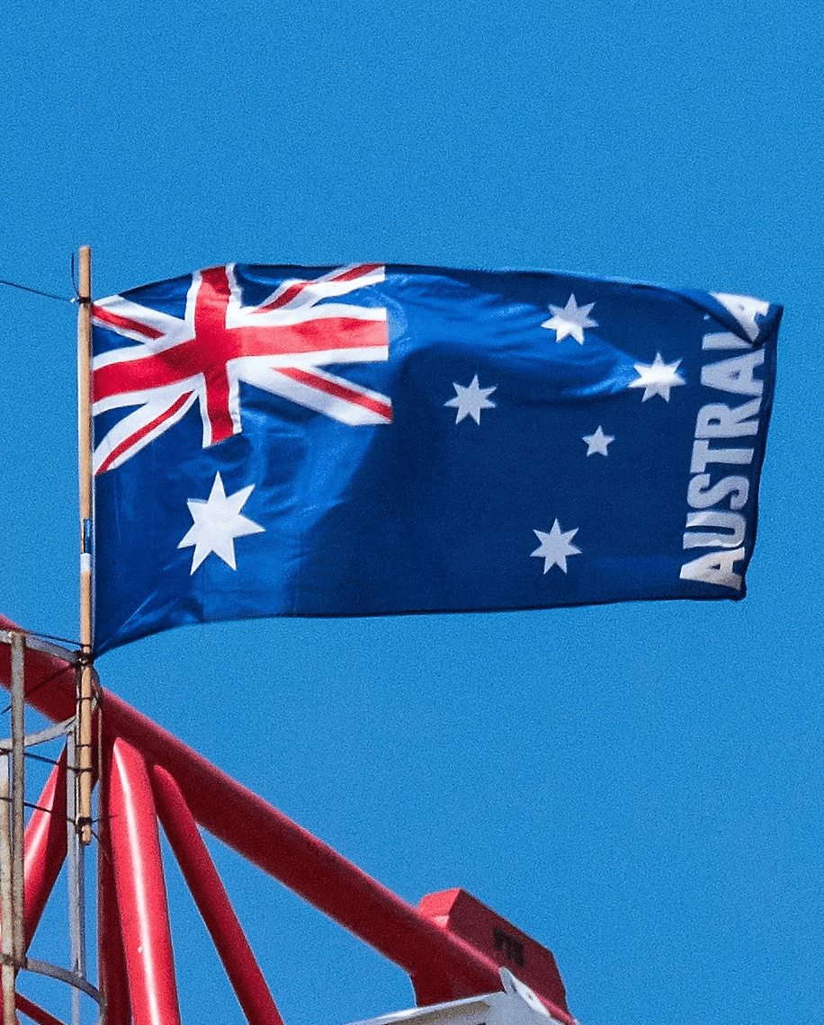 red and white metal crane