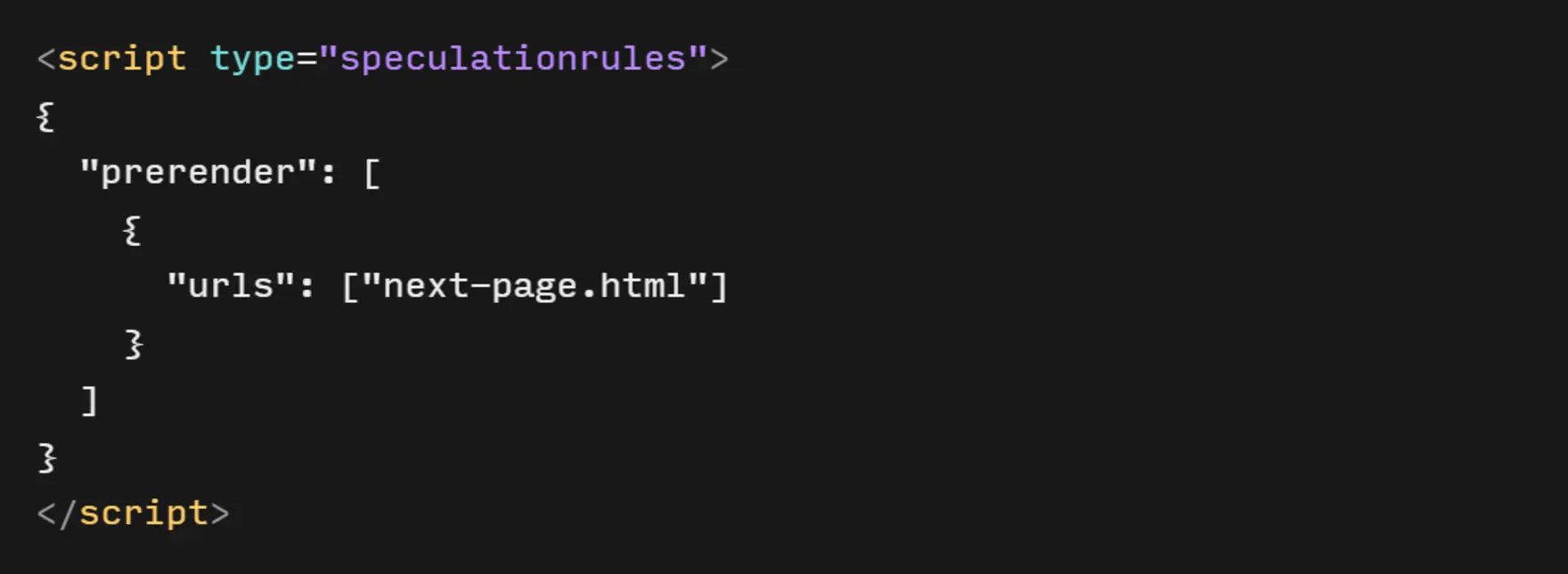 Script element for basic Speculation Rules