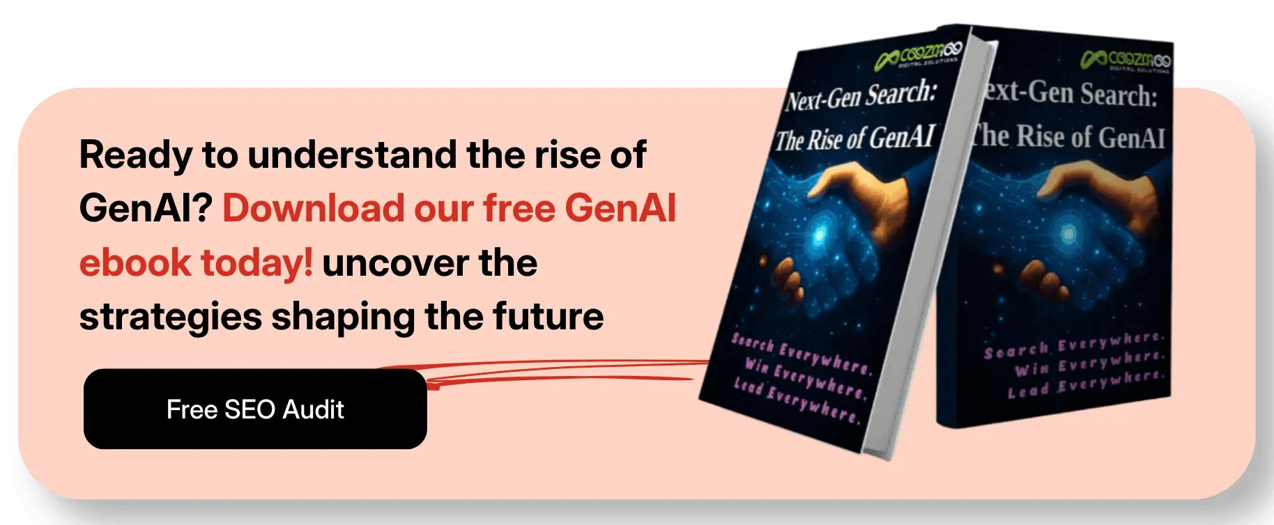 CTA about GenAI ebook download banner with free SEO audit offer.