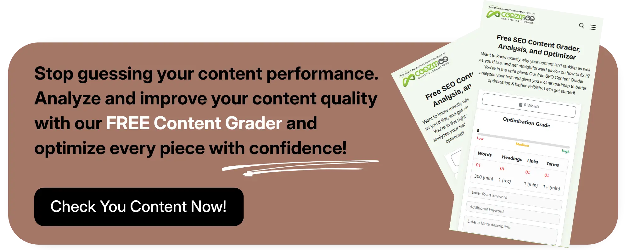 Free Content Grader tool to analyze and optimize Website Content.