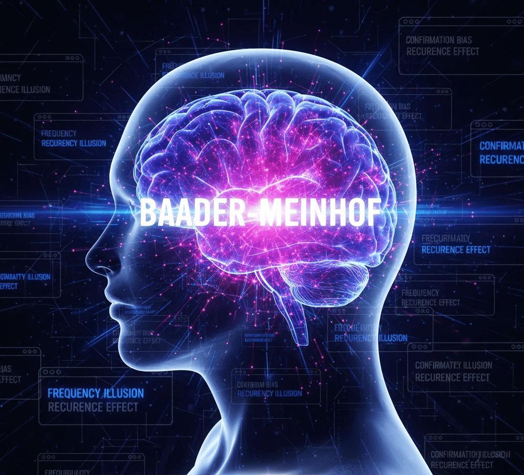 Side profile of brain with the text 'baader meinhoff'