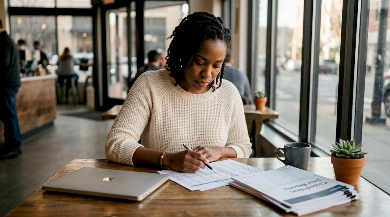 Woman auditing lead generation sales data