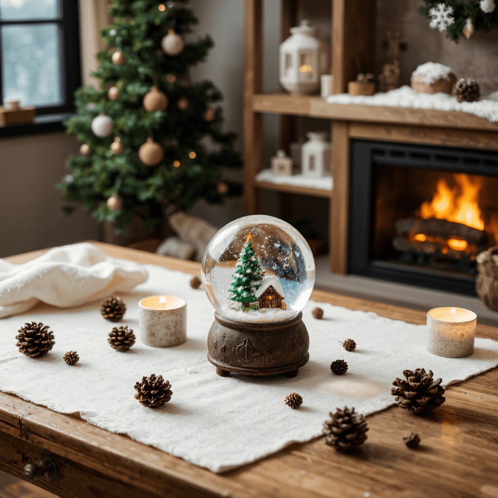 product photography of snow globe