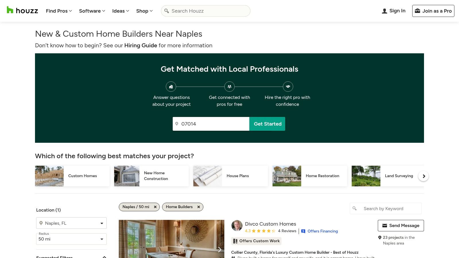 Houzz — Naples Custom Home builders directory