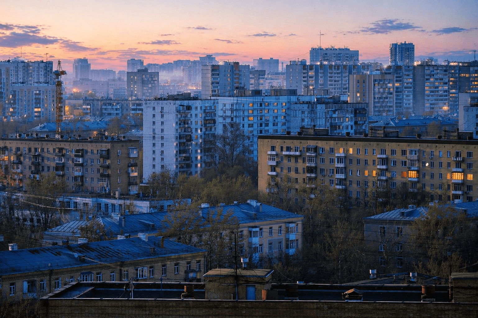 View on the sleeping districts built during soviet time