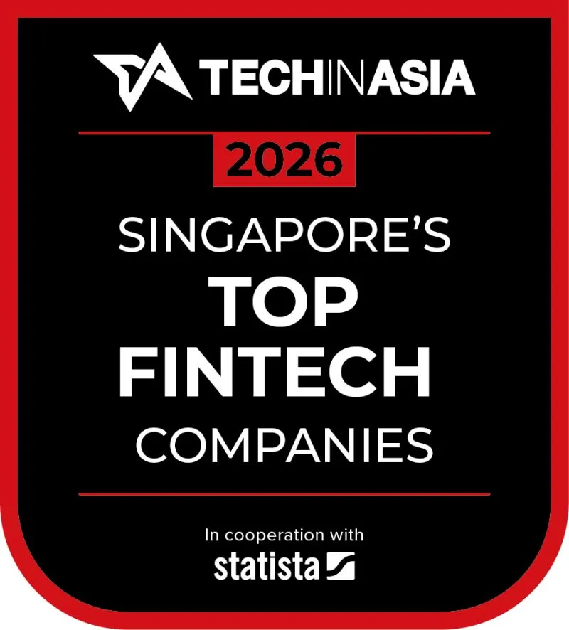 Graphic featuring "Tech in Asia 2023: Singapore's Top Fintech Companies" with a logo.