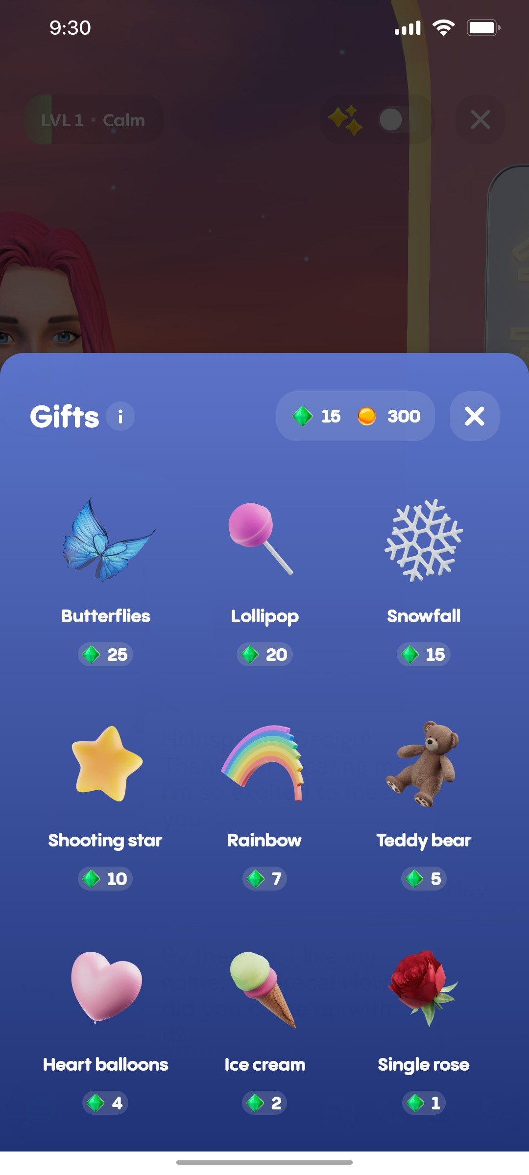 Replika Add Gift screen