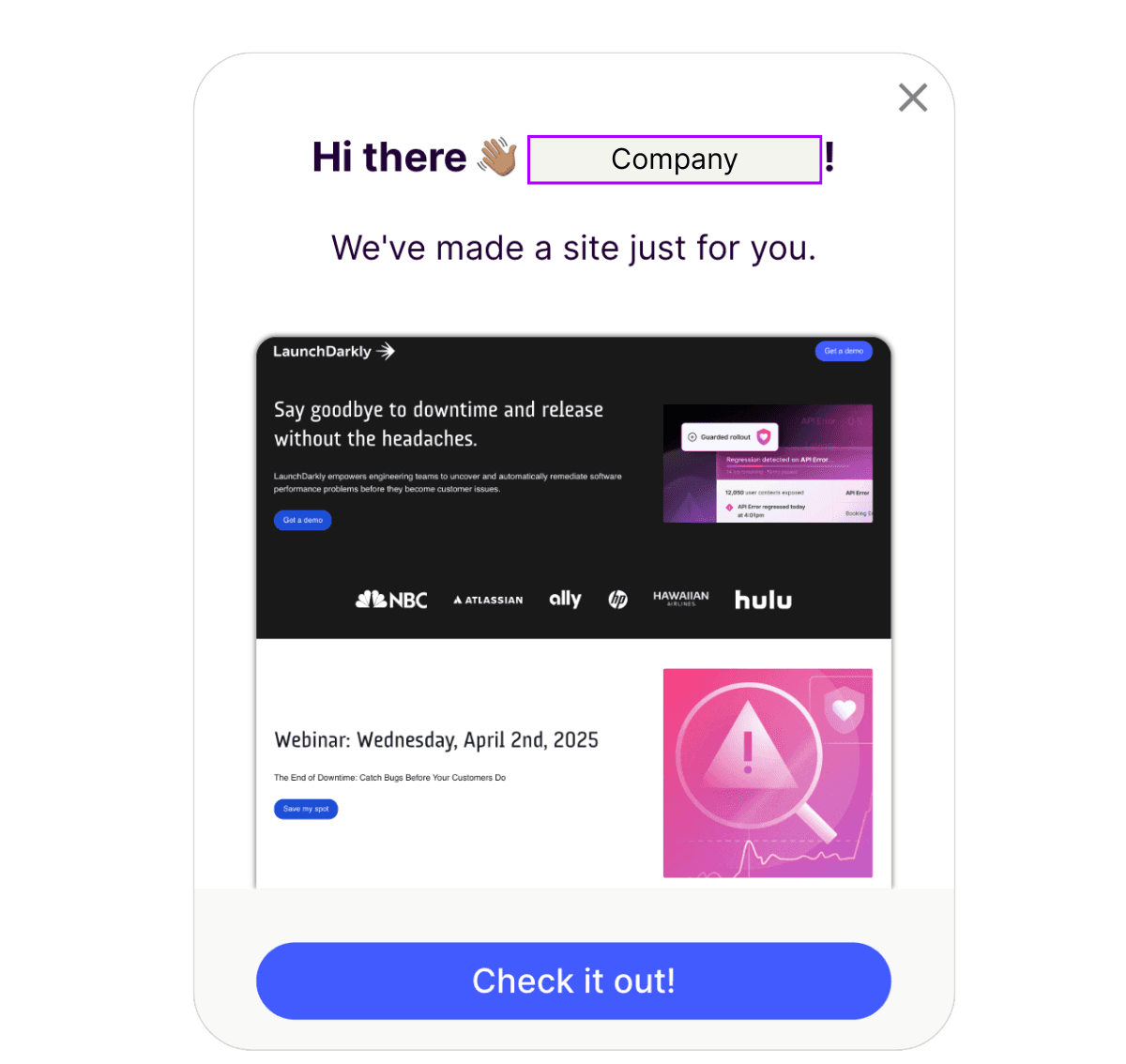 LaunchDarkly Image - Campaign Sidepop