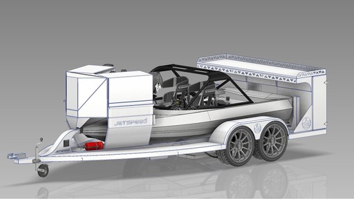 JETSPEED FULL SPRINT RACE TRAILER DESIGNWITH FRONT TOOL BOXS & REAR TABLE