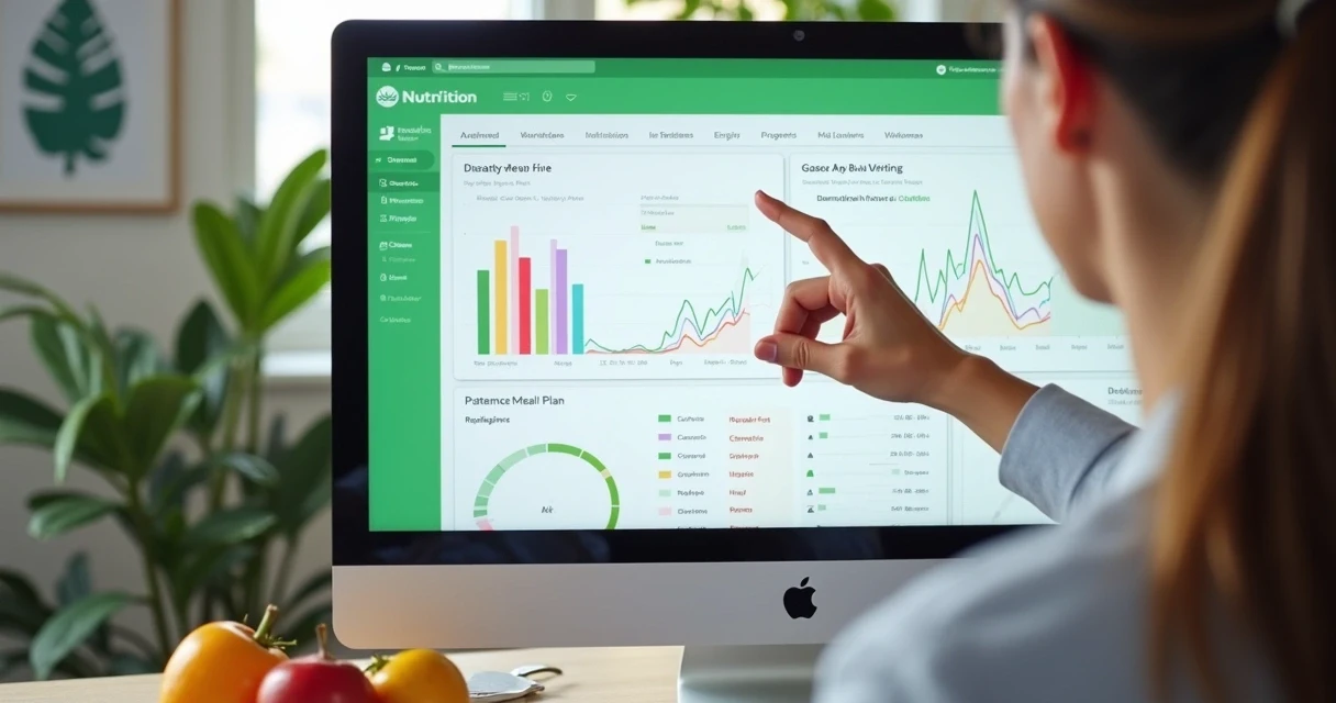 Tela de software mostra evolução do paciente em acompanhamento nutricional 