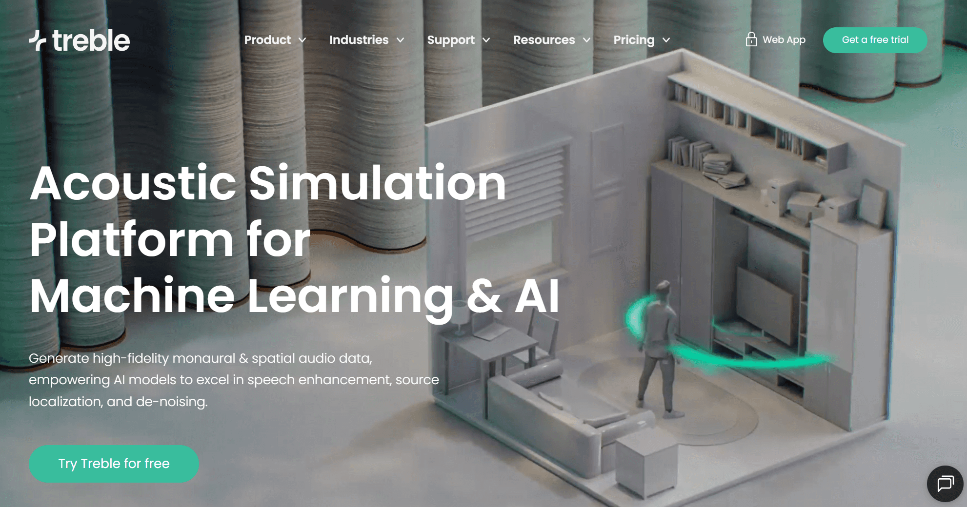 Image of Treble's hero section on website