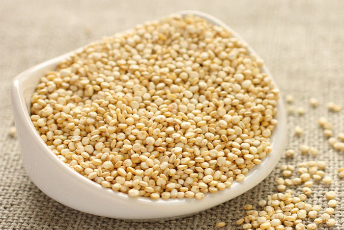 uncooked quinoa on a bowl